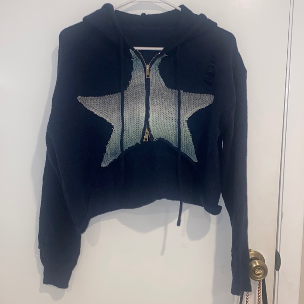 Crop Y2k star zip up